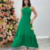 Vestido Longo Verde Ayla com Bojo Nula Manga - Fernanda Ramos Store