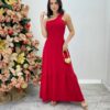 Vestido Longo Vermelho Ayla com Bojo Nula Manga - Fernanda Ramos Store