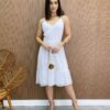 Vestido Midi Agatha com Bojo e Alça Regulável Tule Branco - Fernanda Ramos Store