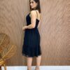 Vestido Midi Agatha com Bojo e Alça Regulável Tule Preto - Fernanda Ramos Store