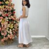 Vestido Midi Branco Ayla sem Bojo Gola Alta com Abertura - Fernanda Ramos Store