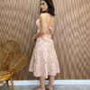 Vestido Midi com Bojo e Abertura Bege Bordado Pink Flour - Fernanda Ramos Store