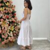 Vestido Midi com Bojo e Abertura Liz Branco - Fernanda Ramos Store