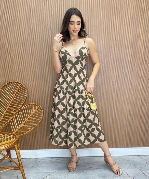 Vestido Midi Laura com Bojo Estampado - Fernanda Ramos Store