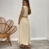 Vestido Midi Nude Ayla sem Bojo Gola Alta com Abertura - Fernanda Ramos Store