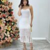 Vestido Midi sem Bojo Bia Tricot Modal Branco - Fernanda Ramos Store