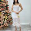 Vestido Midi sem Bojo Bia Tricot Modal Branco - Fernanda Ramos Store