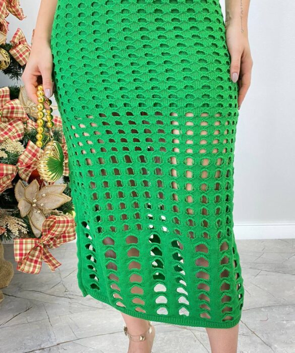 Vestido Midi sem Bojo Bia Tricot Modal Verde - Fernanda Ramos Store