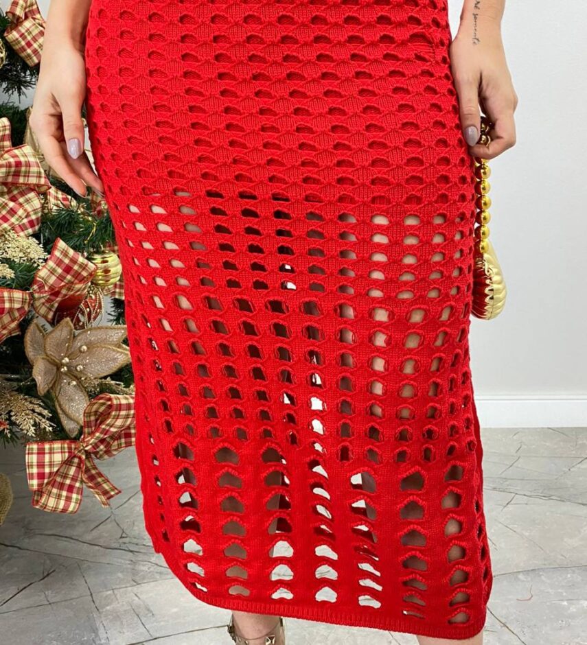 Vestido Midi sem Bojo Bia Tricot Modal Vermelho - Fernanda Ramos Store