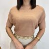 Blusa Feminina Manga Curta Modal Ariane Bege - Fernanda Ramos Store