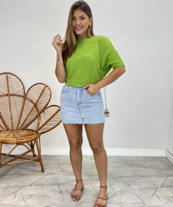 Blusa Feminina Manga Curta Modal Ariane Verde - Fernanda Ramos Store