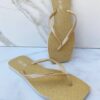 Chinelo Gliter Ouro Cristal com Correia Fina - Fernanda Ramos Store