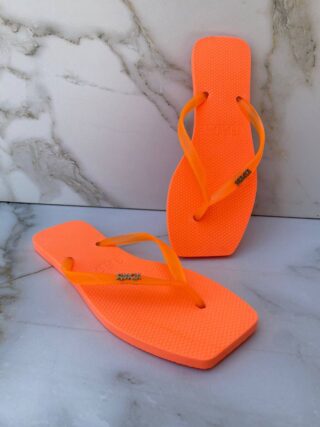 Chinelo Laranja Neon com Correia Fina - Fernanda Ramos Store