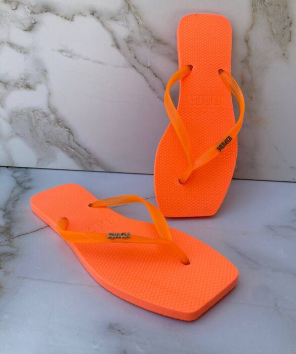 Chinelo Laranja Neon com Correia Fina - Fernanda Ramos Store