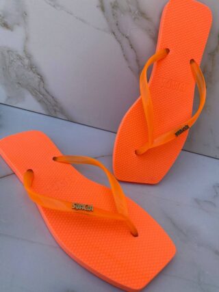 Chinelo Laranja Neon com Correia Fina - Fernanda Ramos Store