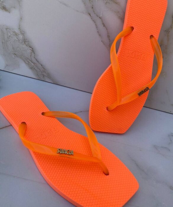 Chinelo Laranja Neon com Correia Fina - Fernanda Ramos Store