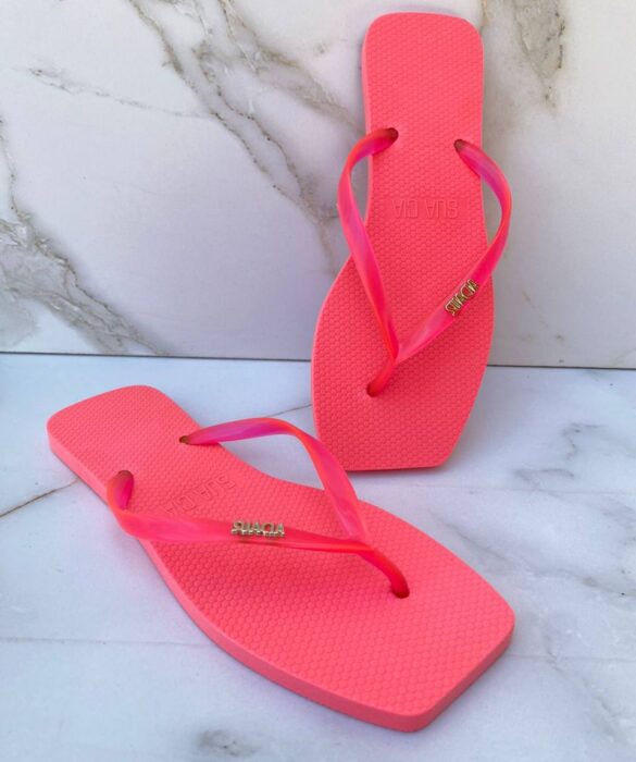 Chinelo Pink Neon com Correia Fina - Fernanda Ramos Store