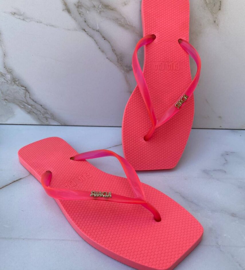 Chinelo Pink Neon com Correia Fina - Fernanda Ramos Store