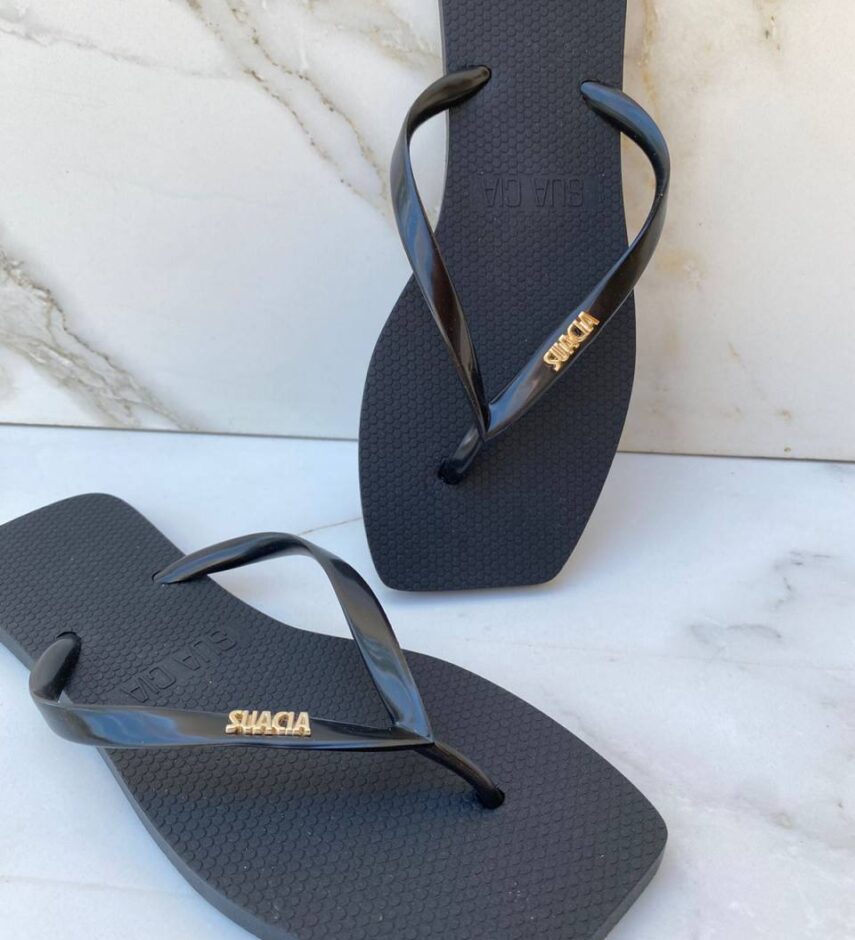 Chinelo Preto com Correia Fina - Fernanda Ramos Store