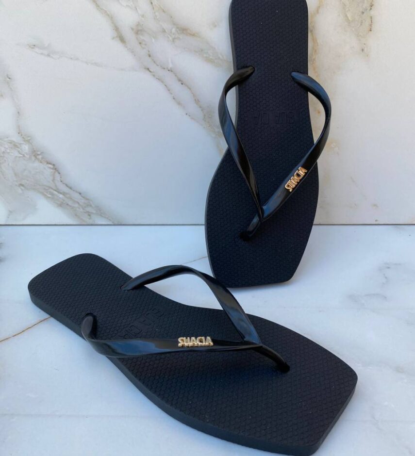 Chinelo Preto com Correia Fina - Fernanda Ramos Store