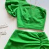 Conjunto Feminino Cropped sem Bojo Nula Manga e Short Saia Verde - Fernanda Ramos Store