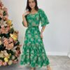 Conjunto Feminino Elo Bordado Cropped sem Bojo e Saia Midi Verde - Fernanda Ramos Store