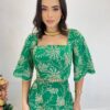 Conjunto Feminino Elo Bordado Cropped sem Bojo e Saia Midi Verde - Fernanda Ramos Store