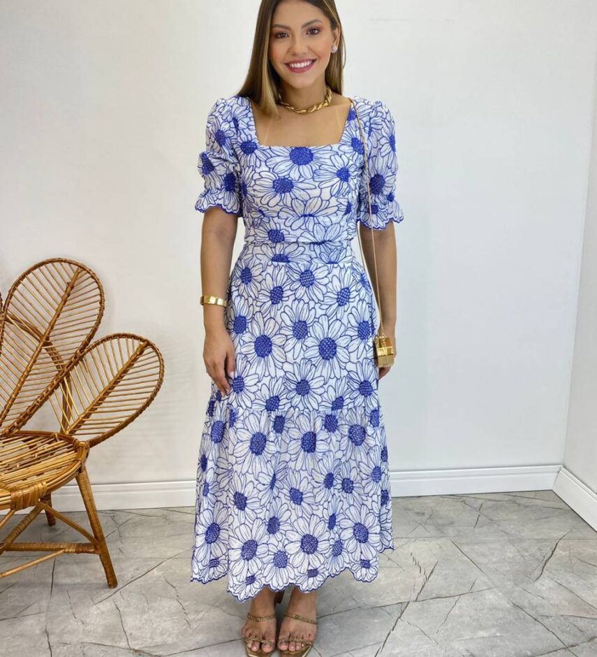 Conjunto Feminino Eloá Bordado Cropped sem Bojo e Saia Midi Branco - Fernanda Ramos Store