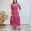 Conjunto Feminino Eloá Bordado Cropped sem Bojo e Saia Midi Pink - Fernanda Ramos Store