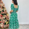 Conjunto Feminino Eloá Bordado Cropped sem Bojo e Saia Midi Verde - Fernanda Ramos Store