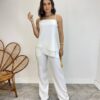 Conjunto Feminino Fernanda Bata Assimétrica e Calça Pantalona Branco - Fernanda Ramos Store