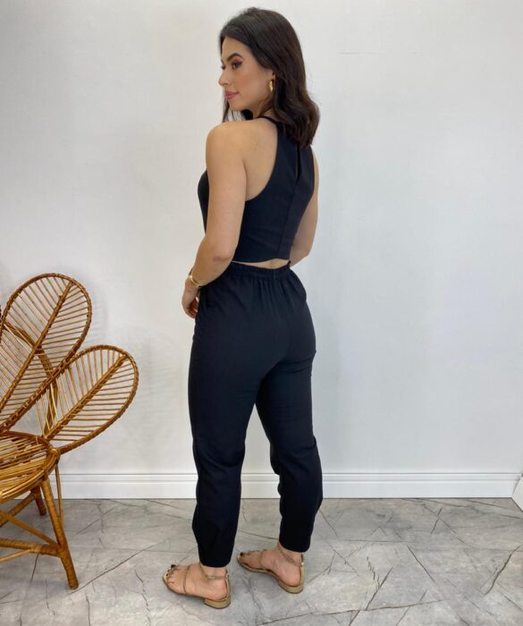 Conjunto Feminino Fernanda Calça com Cinto e Cropped sem Bojo Preto - Fernanda Ramos Store