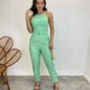 Conjunto Feminino Fernanda Calça com Cinto e Cropped sem Bojo Verde - Fernanda Ramos Store