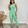 Conjunto Feminino Fernanda Calça com Cinto e Cropped sem Bojo Verde - Fernanda Ramos Store