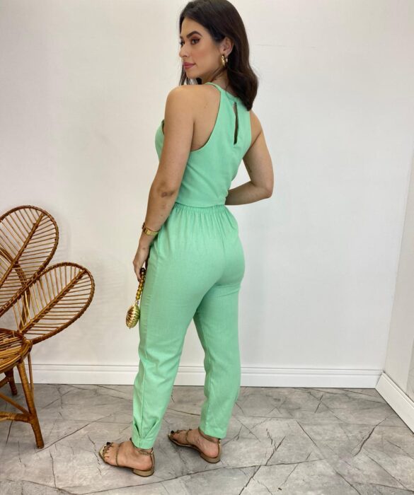 Conjunto Feminino Fernanda Calça com Cinto e Cropped sem Bojo Verde - Fernanda Ramos Store