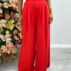 Conjunto Feminino Liz Cropped com Bojo e Calça Pantalona Vermelho - Fernanda Ramos Store