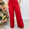 Conjunto Feminino Maitê Cropped e Calça Pantalona Vermelho - Fernanda Ramos Store