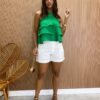 Cropped Bata Feminino Liz sem Bojo com Babados Verde - Fernanda Ramos Store