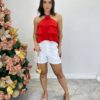 Cropped Bata Feminino sem Bojo com Babados Vemelho - Fernanda Ramos Store