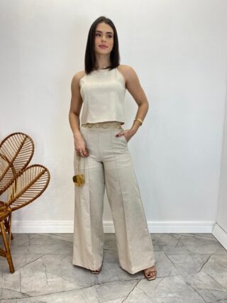 Cropped Feminino Ana Júlia sem Bojo com Alça Fina Bege - Fernanda Ramos Store