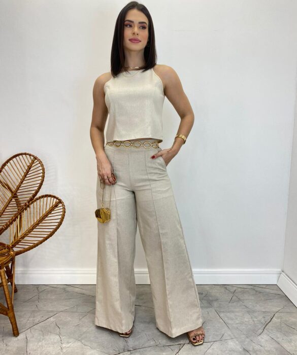 Cropped Feminino Ana Júlia sem Bojo com Alça Fina Bege - Fernanda Ramos Store