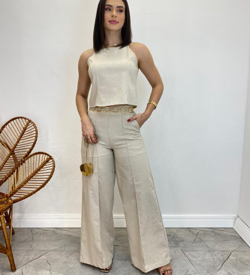 Cropped Feminino Ana Júlia sem Bojo com Alça Fina Bege - Fernanda Ramos Store