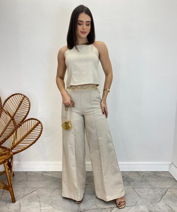 Cropped Feminino Ana Júlia sem Bojo com Alça Fina Bege - Fernanda Ramos Store