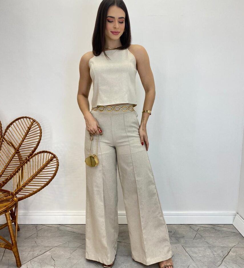 Cropped Feminino Ana Júlia sem Bojo com Alça Fina Bege - Fernanda Ramos Store
