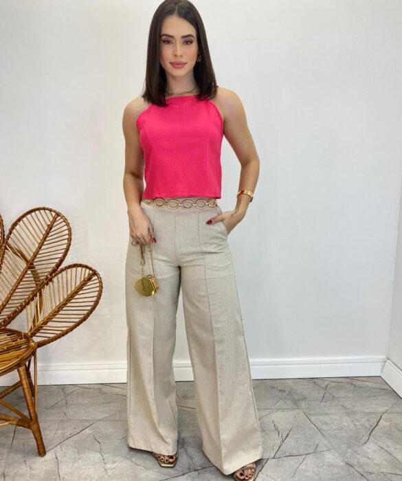 Cropped Feminino Ana Júlia sem Bojo com Alça Fina Pink - Fernanda Ramos Store