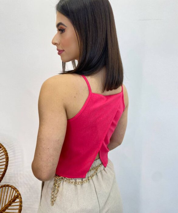 Cropped Feminino Ana Júlia sem Bojo com Alça Fina Pink - Fernanda Ramos Store