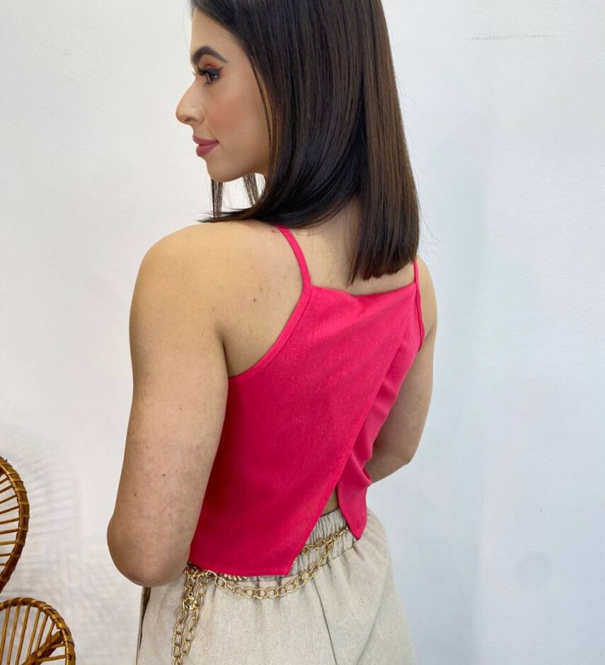 Cropped Feminino Ana Júlia sem Bojo com Alça Fina Pink - Fernanda Ramos Store