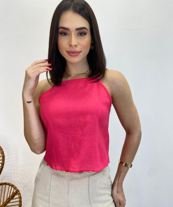 Cropped Feminino Ana Júlia sem Bojo com Alça Fina Pink - Fernanda Ramos Store