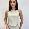 Cropped Feminino Ana Júlia sem Bojo com Alça Fina Bege - Fernanda Ramos Store