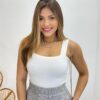 Cropped Feminino Antonella Lurex sem Bojo Branco - Fernanda Ramos Store